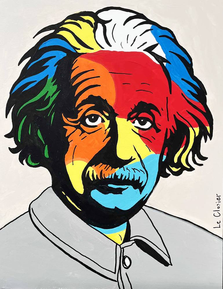Original Pop CultureCelebrity Painting by Le Closier  Expressionism Art on Canvas  EINSTEIN