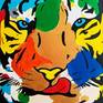 TIGER
I'M GONNA EAT YOU!!!
Acrylic and spray paint on canvas.
30in x 30in (76cm x 76cm).
Ready to hang.