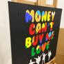 MONEY CAN'T BUY ME LOVE
From "Can't Buy Me Love" (Lennon/McCartney), song by the Beatles (1964).
Acrylic, spray paint and oil golden paint on canvas.
30in x 30in (76cm x76cm).
Ready to hang.