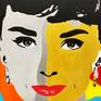 Audrey Hepburn, British actress born in Brussels, Belgium and UNICEF Goodwill Ambassador. 
She was recognized as both a film and fashion icon after her role in "Breakfast at Tiffany's" (1961).
Original painting. Acrylic and oil on canvas.
30in x 40in (76cm x 101cm).
Signed at the back.
Ready to hang.