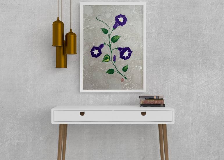 Original Art Nouveau Floral Drawing by Yücel Kavlak