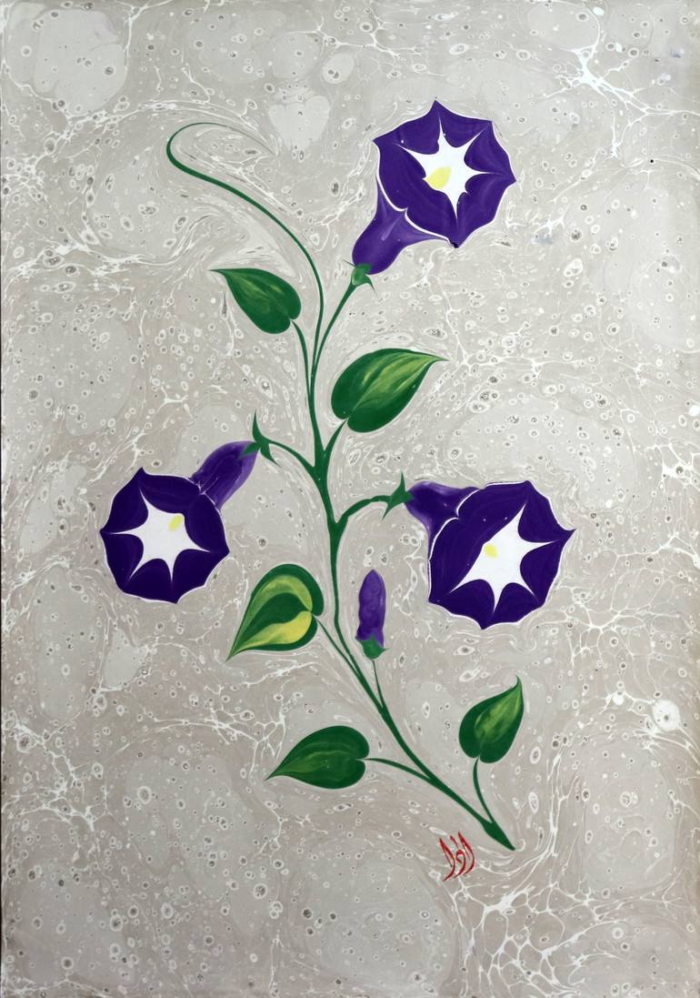 Original Art Nouveau Floral Drawing by Yücel Kavlak