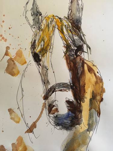 Original Abstract Expressionism Horse Drawings by Robert Templin