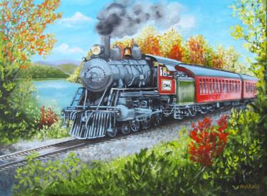 Original Fine Art Train Paintings by Janette Marvin