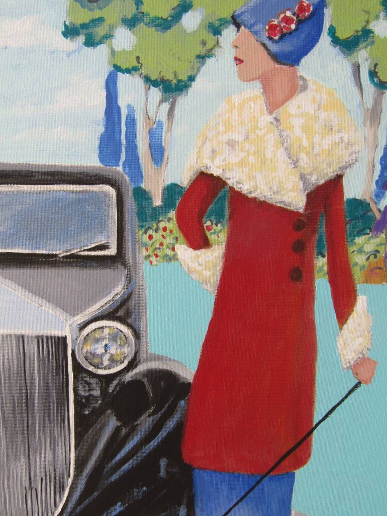 Original Art Deco Car Painting by Janette Marvin