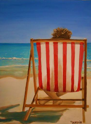 Original Photorealism Beach Paintings by Janette Marvin