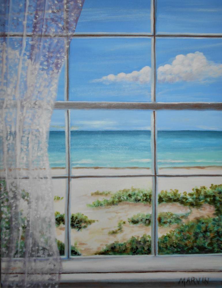 Window View Of The Beach Painting By Janette Marvin Saatchi Art