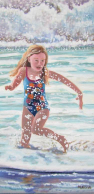 Original Figurative Beach Paintings by Janette Marvin