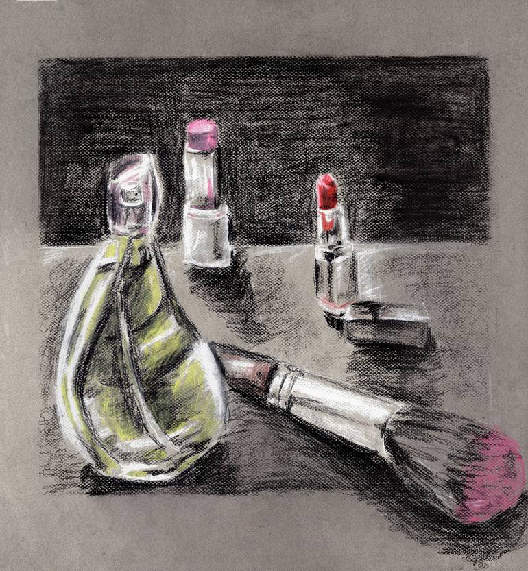 Mange Sælger Takke Makeup Still-Life Drawing by Krysta Logan | Saatchi Art