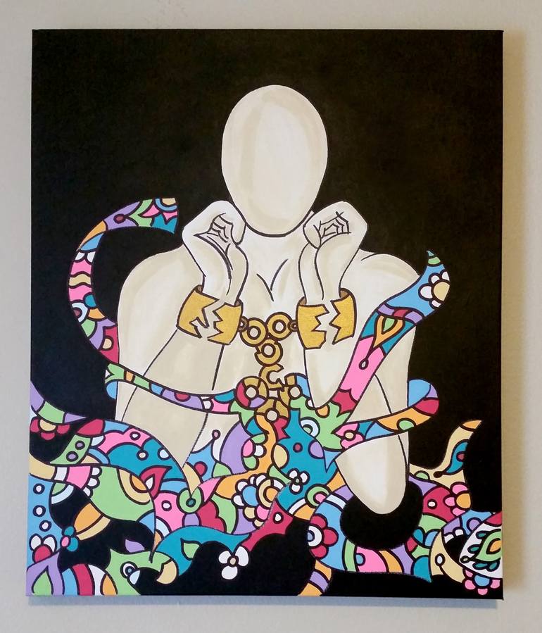 Original Abstract Men Painting by Evelyn Esperança