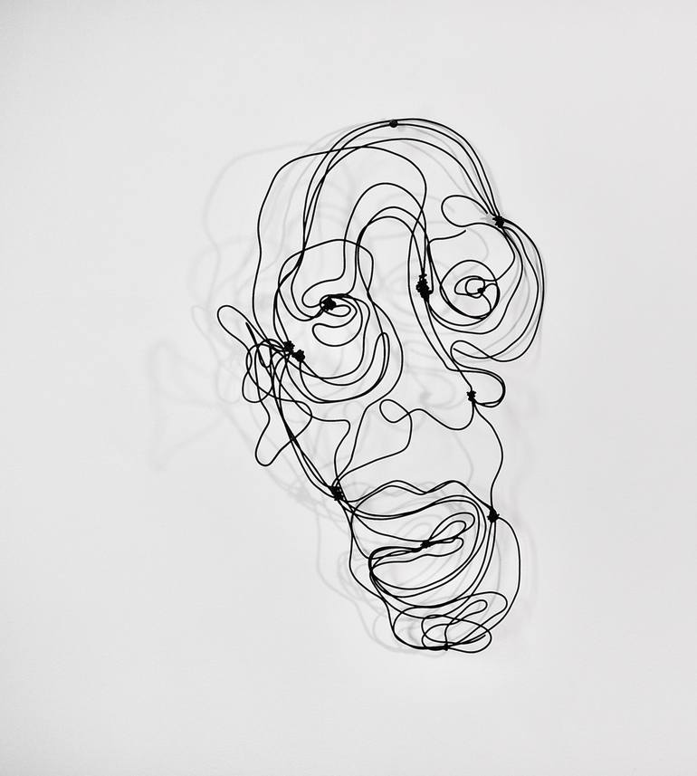 Original Single Line Portrait Sculpture by Hilary Jean