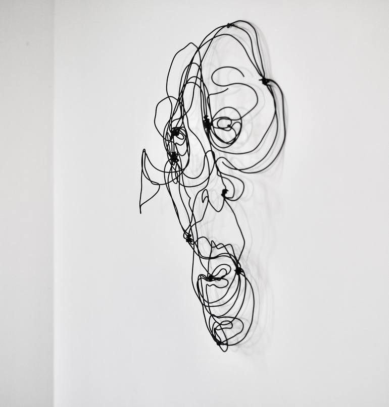 Original Single Line Portrait Sculpture by Hilary Jean