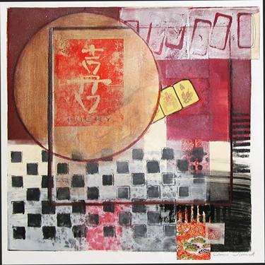 Mah Jongg Series - Lucky - Original Monotype Collage thumb