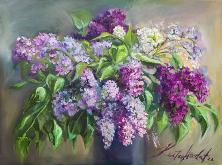 Lilac flowers Painting by Katrin Moorlat | Saatchi Art