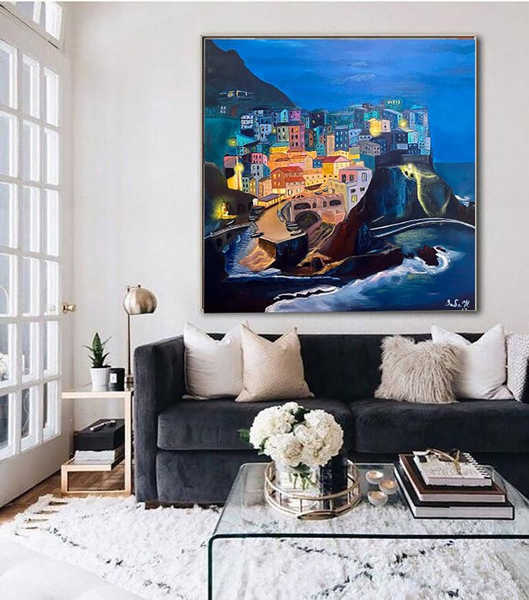 Original Abstract Expressionism Cities Painting by Natali Zablotskaya