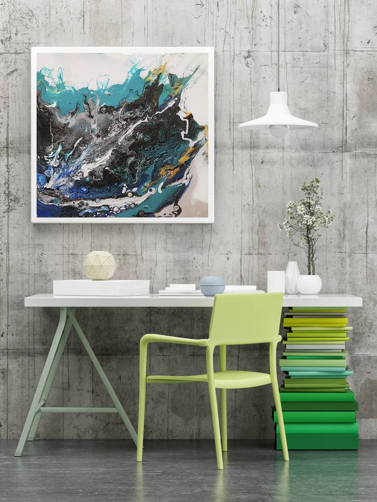 Large acrylic Abstract textured art Pour painting thick Fluid art Dirty  pour acrylic painting Turquoise contemporary Bathroom wall Painting by  Natali Zablotskaya