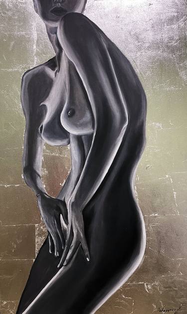 Oil painting "Black silver woman " thumb