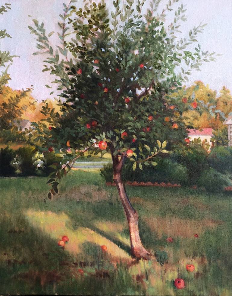 Backyard Apple Tree Oil Painting Painting By Ann Miller Saatchi Art