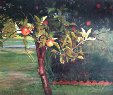 Backyard Apple Tree Oil Painting Painting By Ann Miller Saatchi Art