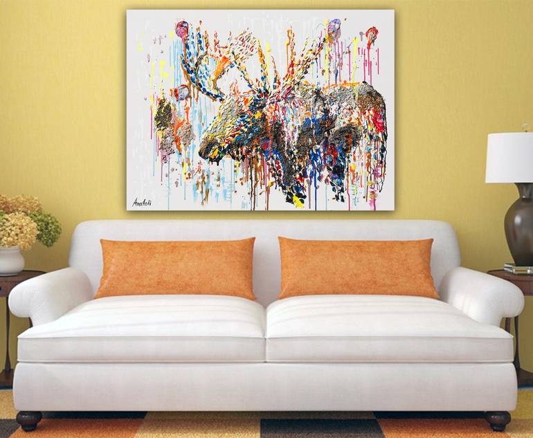 Original Abstract Animal Painting by Anatoli Voznarski