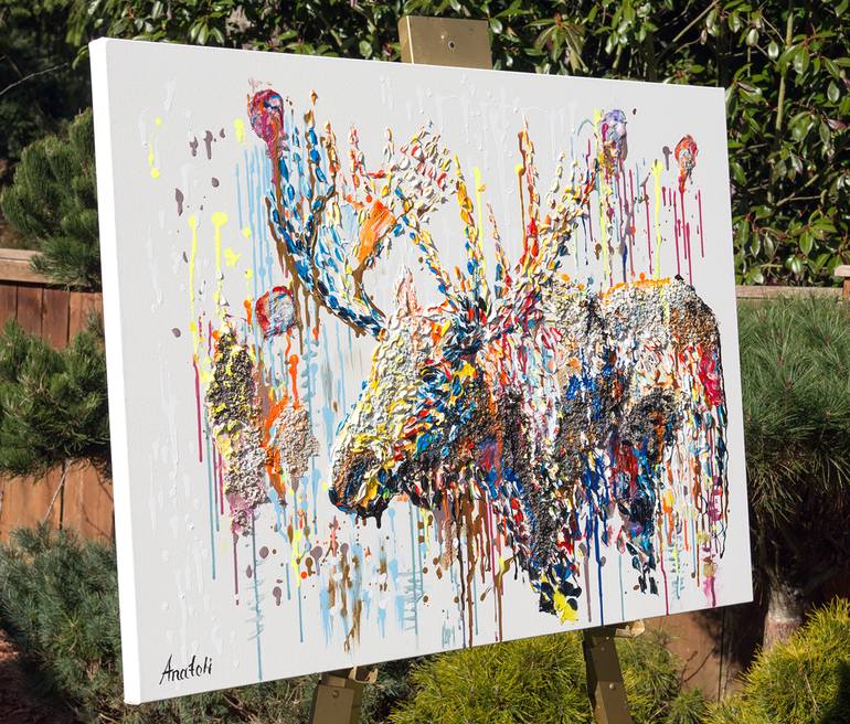 Original Abstract Animal Painting by Anatoli Voznarski