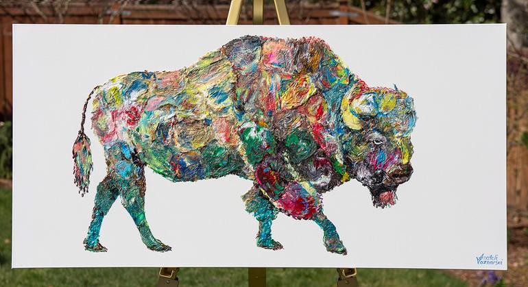 Original Abstract Animal Painting by Anatoli Voznarski