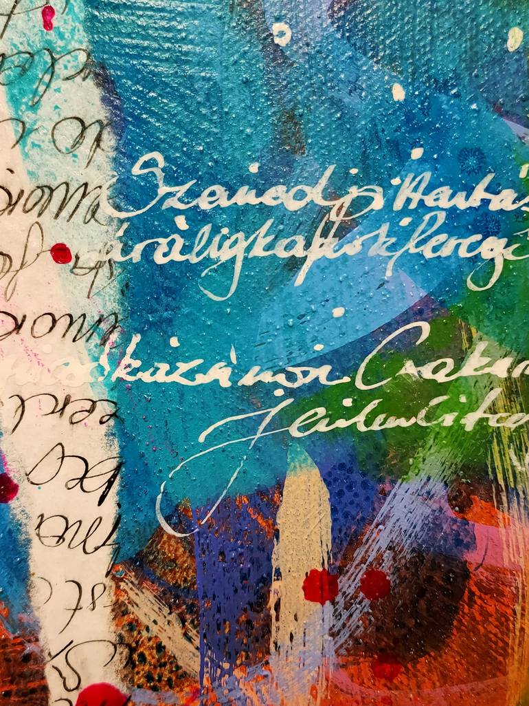 Original Abstract Calligraphy Collage by Krisztina Megyeri