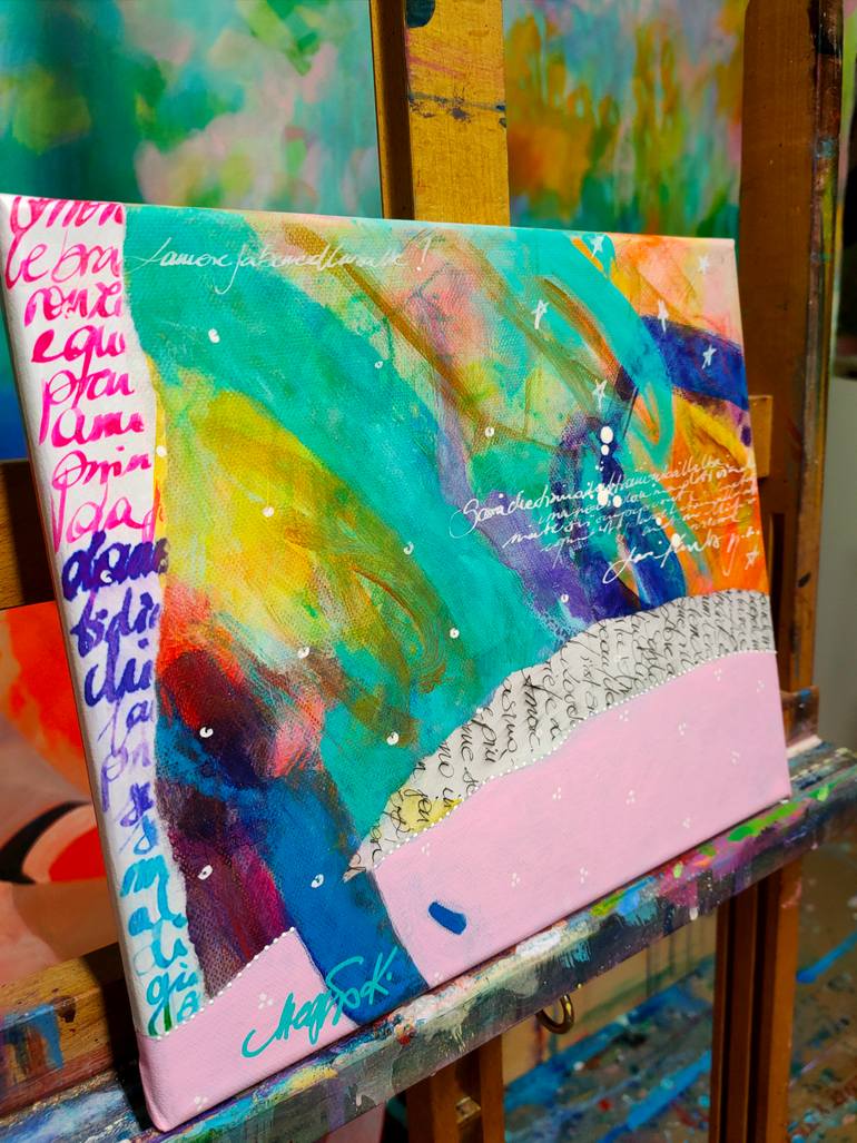 Original Abstract Calligraphy Collage by Krisztina Megyeri