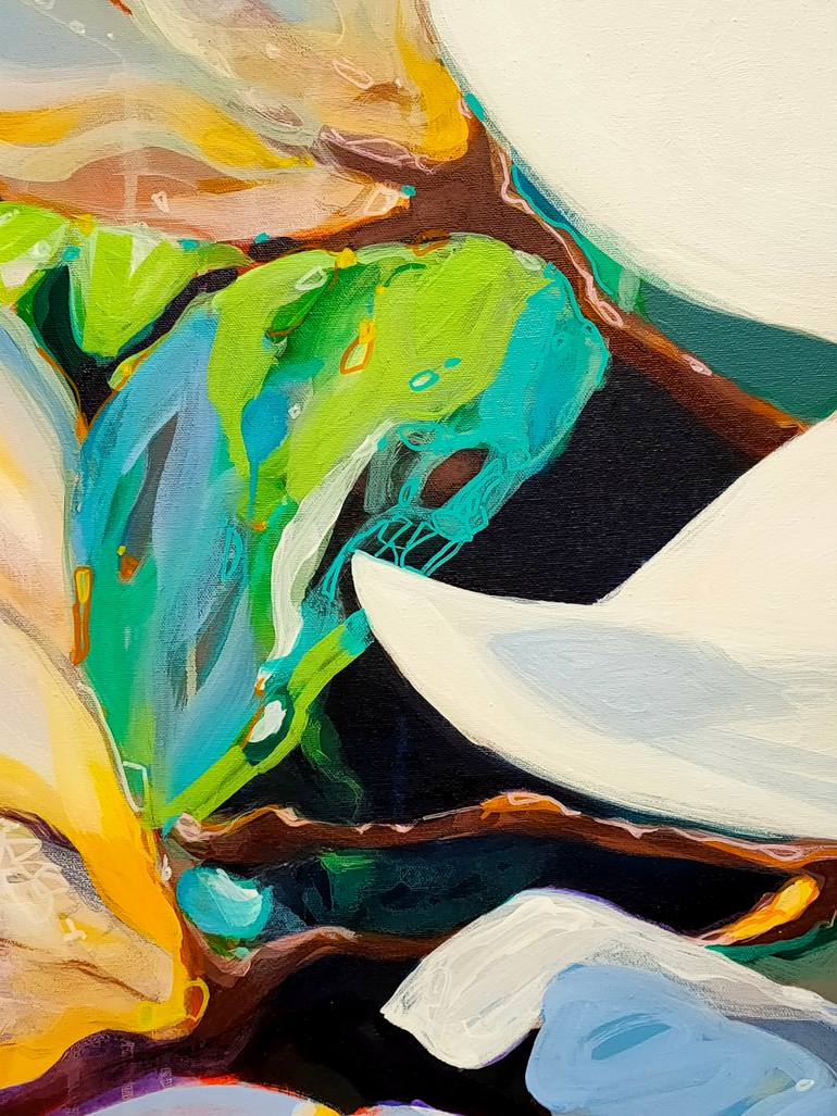 Original Painterly Abstraction Floral Painting by Krisztina Megyeri