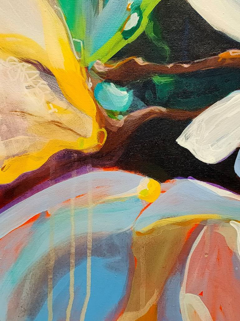 Original Painterly Abstraction Floral Painting by Krisztina Megyeri