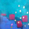 detail of gold foil and red/pink squares