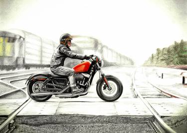 Print of Fine Art Motorcycle Drawings by Sreejith Krishnan Kunjappan