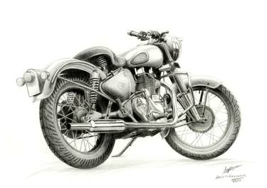 Print of Motorcycle Drawings by Sreejith Krishnan Kunjappan