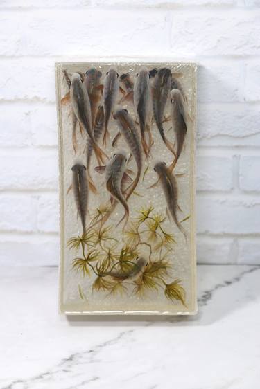 Koi Fishes In A Stream-Koi Fish Resin Painting thumb