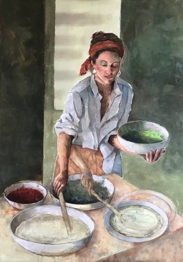 Original Figurative Cuisine Paintings by Hélène Gélinas