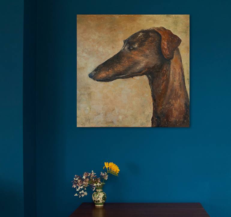Original Realism Dogs Painting by Hélène Gélinas