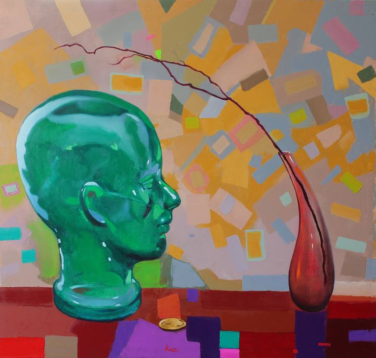 Green glass head Painting by Slava Kaz