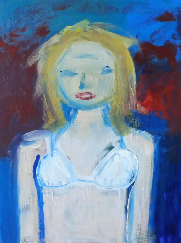 Original Impressionistic Figurative Watercolour Painting. GIRL FIGURE WHITE Bikini