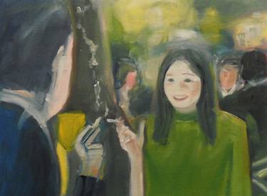 CAREY MULLIGAN, "An Education" (the film), NUMBER 2, Art Appreciation Club Scene. Original Portrait Figurative Oil Painting. Varnished. thumb