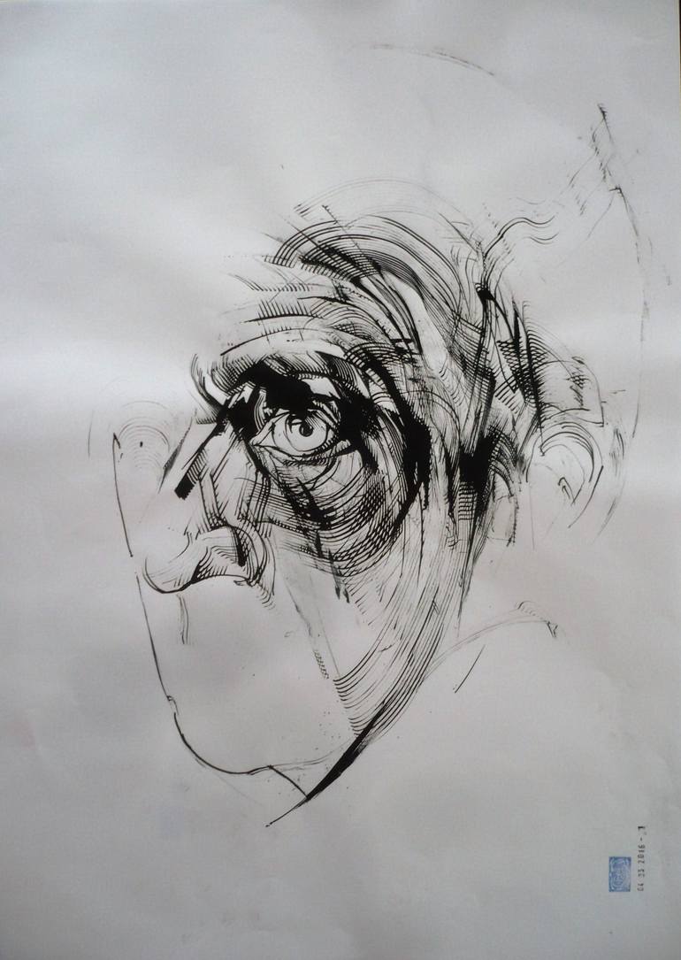 Original Portraiture People Drawing by Django Ettori