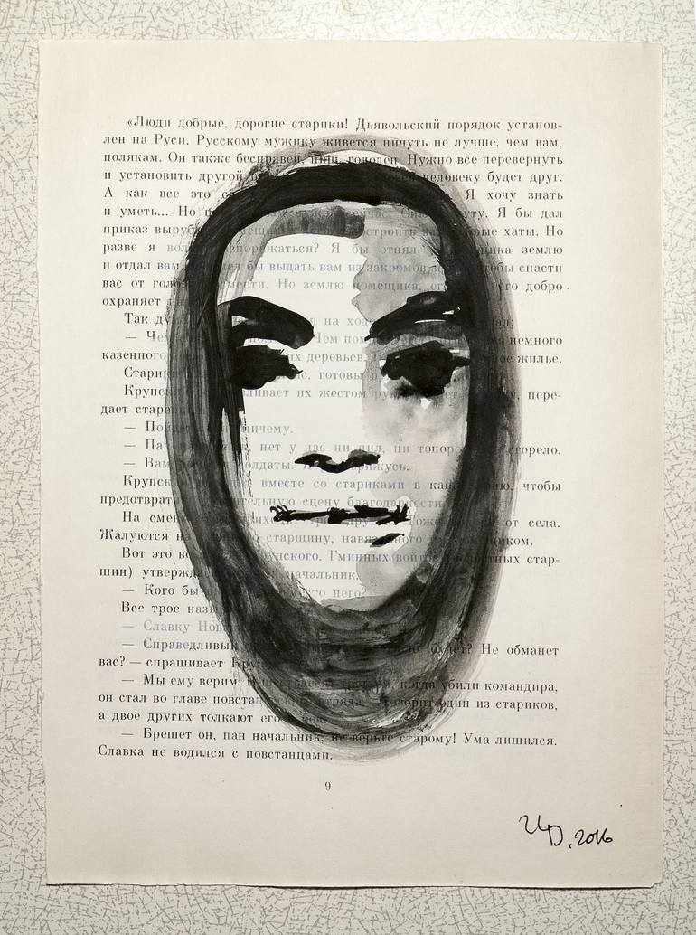 Original Abstract Portrait Drawing by Ulugbek Doschanov