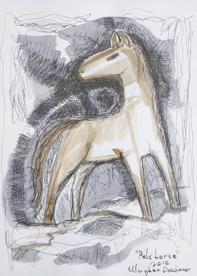 Original Expressionism Animal Drawing by Ulugbek Doschanov