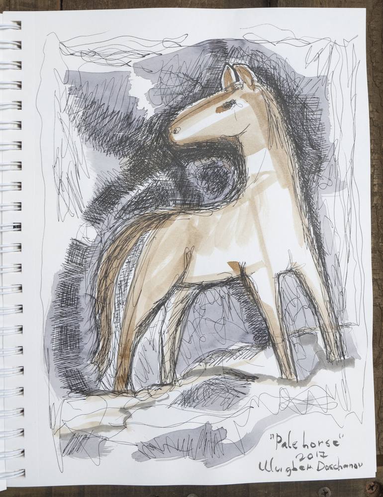 Original Expressionism Animal Drawing by Ulugbek Doschanov