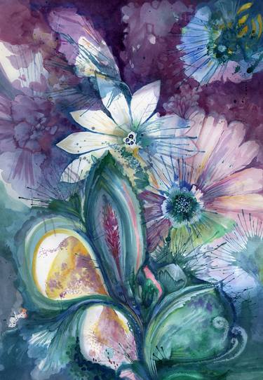Original Abstract Botanic Paintings by Ksenia Sapunkova