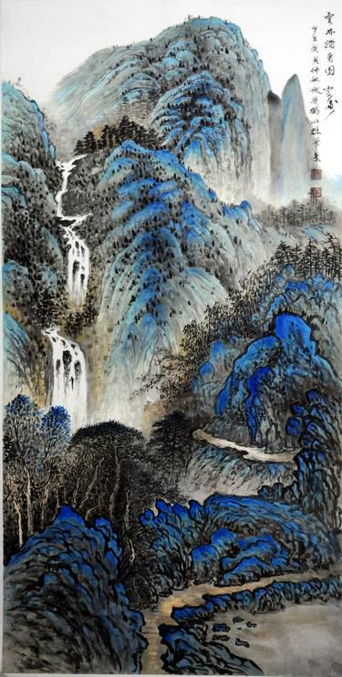 Chinese Watercolour Landscape Paining, With Heavy Colour Painting By Weiping Li | Saatchi Art