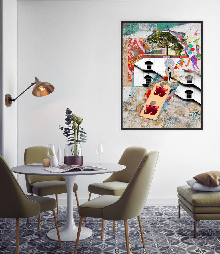 Original Abstract Expressionism Cities Collage by Pelin Atilla