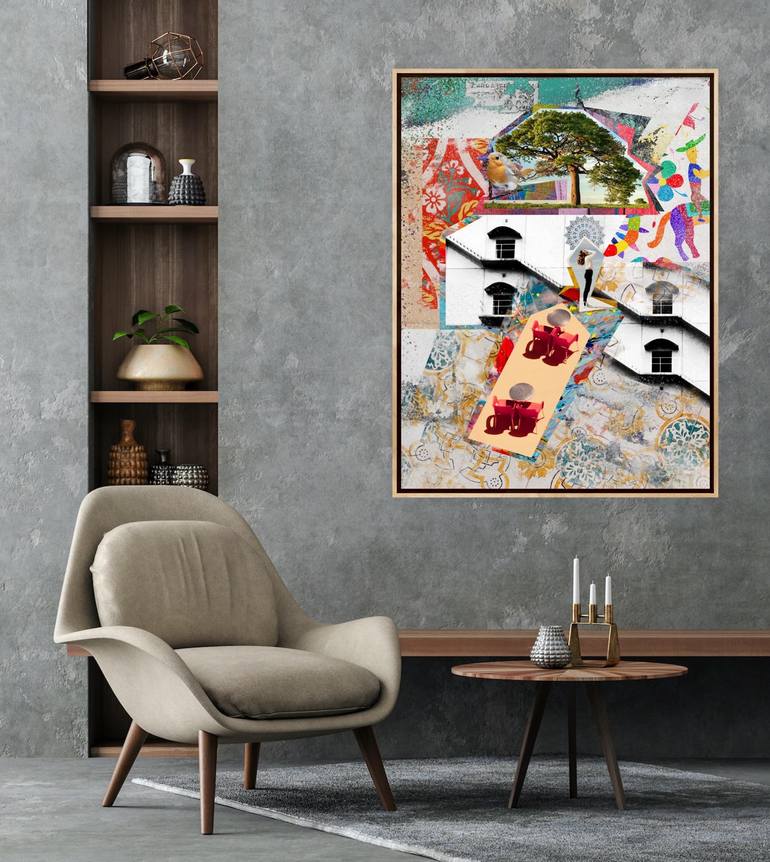 Original Abstract Expressionism Cities Collage by Pelin Atilla