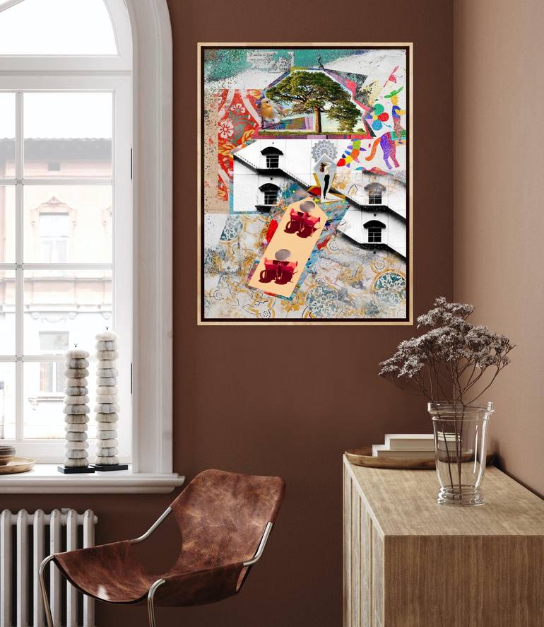 Original Abstract Expressionism Cities Collage by Pelin Atilla