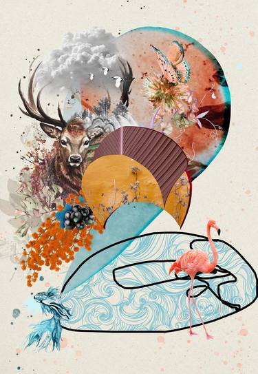 Original Abstract Nature Collage by Pelin Atilla