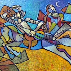 Sweet Delirium - Cubist Figurative Oil Painting